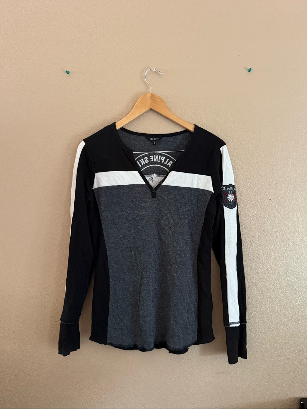 Alp N Rock Stala Henley Long Sleeve Patch Top